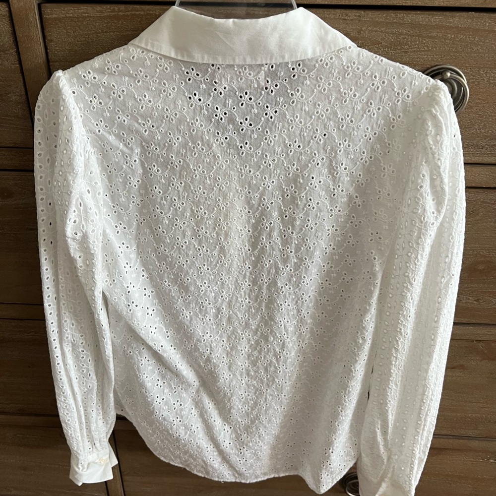 NWT  7 For All Mankind eyelet white blouse size XS - Picture 3 of 4